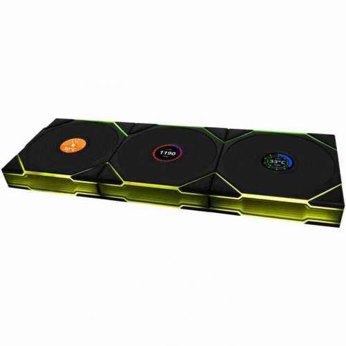 Lian Li UNI FAN TL Wireless LCD Reverse Blade czarne 3-pack - Wentylatory ARGB PWM 120 mm z kontrolerem