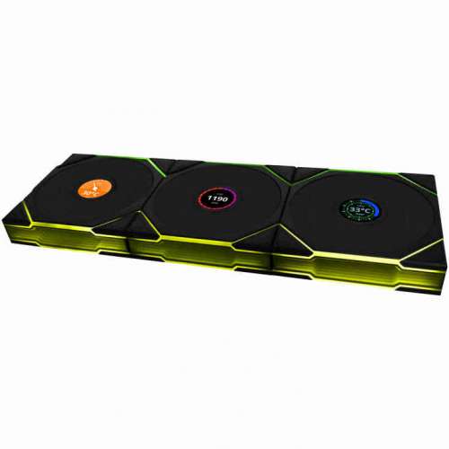 Lian Li UNI FAN TL Wireless LCD czarne 3-pack - Wentylatory ARGB PWM 120 mm z kontrolerem