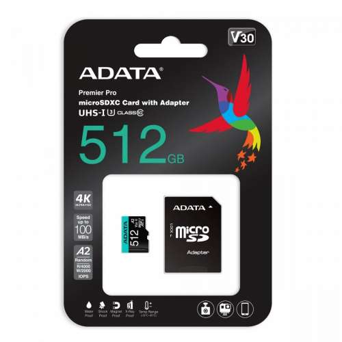 Adata Karta microSD Premier Pro 512 GB UHS1 U3 V30 A2 + adapter-329690