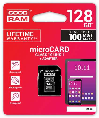 GOODRAM Karta pamięci microSDHC 128GB CL10 UHS I + adapter-301700