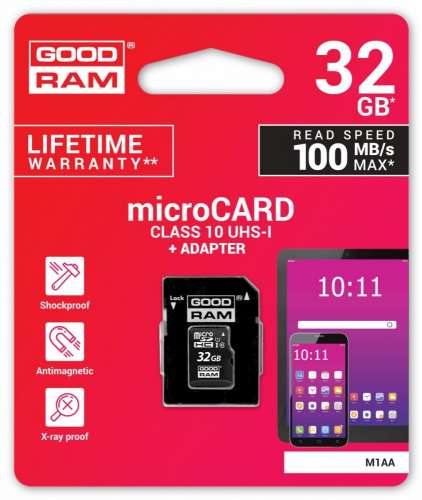 GOODRAM Karta pamięci microSDHC 32GB CL10 + adapter-298507