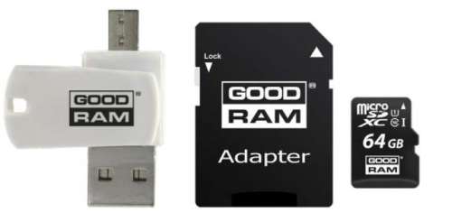 GOODRAM Karta microSDHC 64GB CL10 + adapter + czytnik-316485