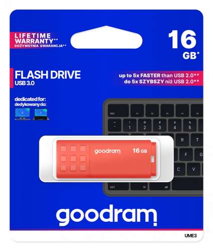 GOODRAM Pendrive UME3 16GB USB 3.0 Pomarańczowy-356734