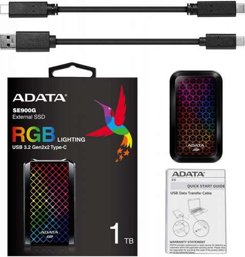Adata Dysk SSD External SE900 1TB USB3.2-A/C RGB-718493