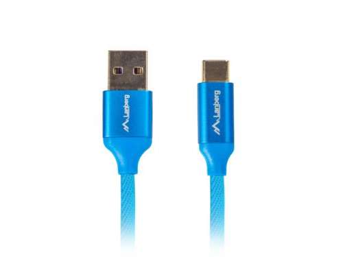 LANBERG Kabel Premium USB CM - AM 2.0, 0.5m niebieski QC 3.0-9028