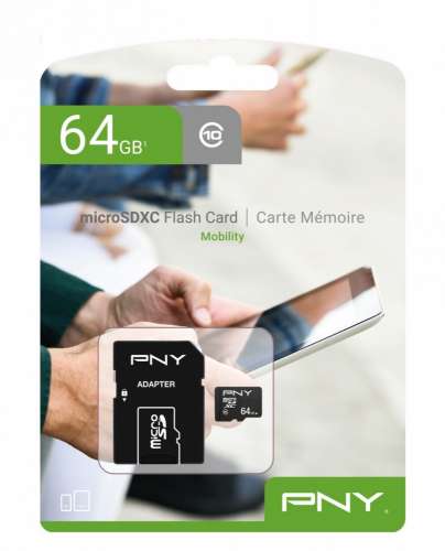 PNY Karta pamięci MicroSD 64GB SDU64G10PPLMOB-EF-714747