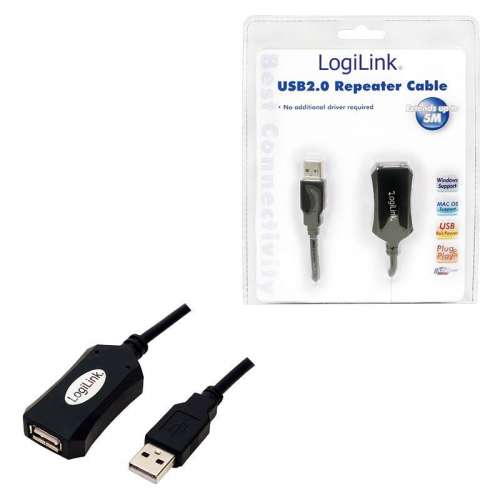 Kabel repeater USB 2.0 LogiLink UA0001A USB (M) > USB (F) 5m-11917