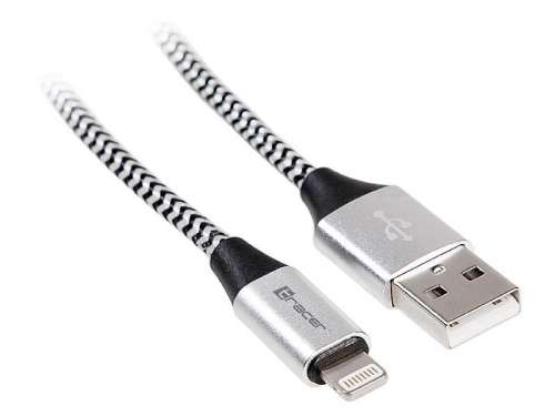 Kabel Tracer USB 2.0 iPhone AM - Lightning 1m czarno-srebrny-9360