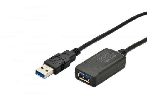 Digitus Kabel przedłużający USB 3.0 SuperSpeed Typ USB A/USB A M/Ż aktywny, czarny 5m-193708