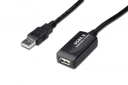 Digitus Kabel przedłużający USB 2.0 HighSpeed Typ USB A/USB A M/Ż aktywny, czarny 20m-193714