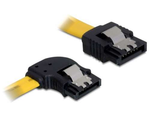 Delock Kabel SATA II 3Gb/s 50cm kątowy lewo/prosto (metalowe zatrzaski) żółty-205353