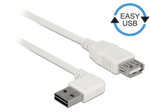 Delock Kabel USB AM-AF 2.0 3m biały kątowy lewo/prawo Easy-USB-265250