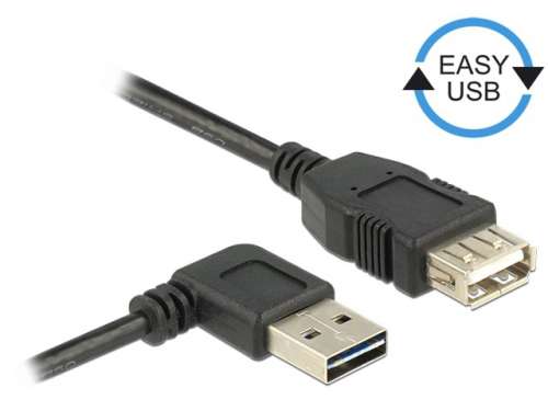 Delock Kabel USB AM-AF 2.0 0.5m czarny kątowy lewo/prawo Easy-USB-265254