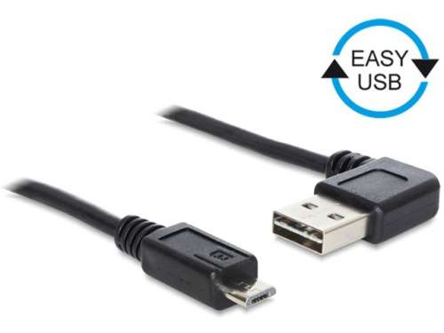 Delock Kabel USB micro AM-BM 2.0 0.5m czarny kątowy lewo/prawo Easy USB-265261
