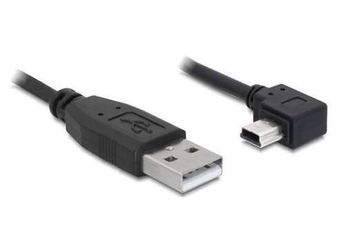 Delock Kabel USB MINI(M) kątowy PRAWO->USB-A(M) 2.0 1M CZARNY (CANON)-384942