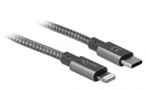 Delock Kabel Lightning - USB-C 2m MFI szary szybkie ładowanie-380954
