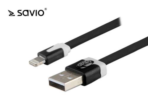 Elmak Kabel ze złączem USB - 8pin, iOS, do telefonów 5,6,7,8,X,Xr,Xs, SAVIO CL-73 1m 10 szt. czarny-335246