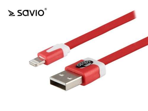 Elmak Kabel ze złączem USB - 8pin, iOS, do telefonów 5,6,7,8,X,Xr,Xs SAVIO CL-74 1m, wielopak 10 szt., czerwony-335248