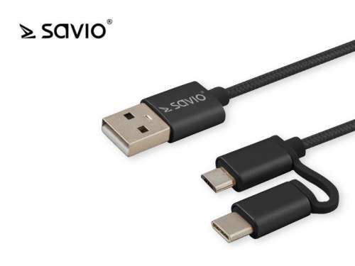 Elmak Kabel USB 2w1 USB typ C/micro, 2.1A, 1m SAVIO CL-128-304159