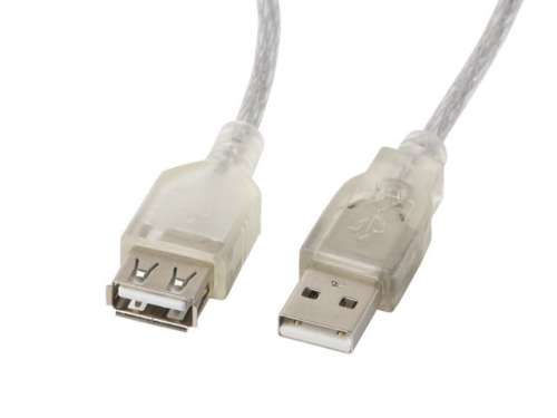 LANBERG Przedłużacz kabla USB 2.0 AM-AF Ferryt 3M przezroczysty-713101