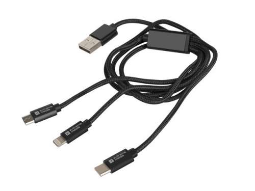 NATEC Kabel Extreme Media micro USB, USB-C, Lightning combo 1m czarny-286232