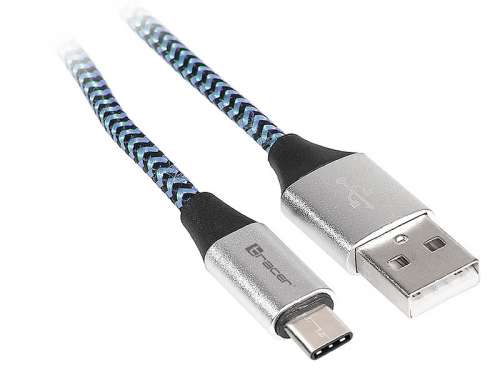 Tracer Kabel USB 2.0 Type-C A męski - C męski 1,0m czarno-niebieski-328647