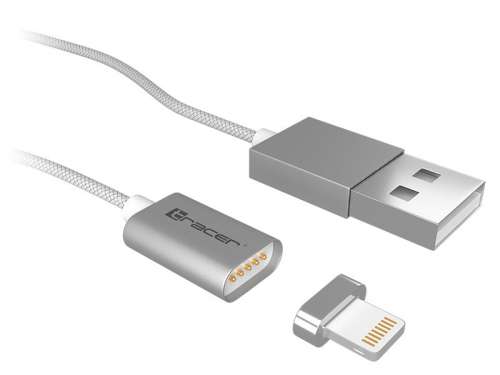 Tracer Kabel magnetyczny USB 2.0 iPhone AM - lightning 1,0m     srebrny-328626