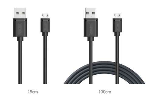 Unitek Zestaw kabli 2-w-1 USB - microUSB, 1.0m + 15cm; C4050BK-290086