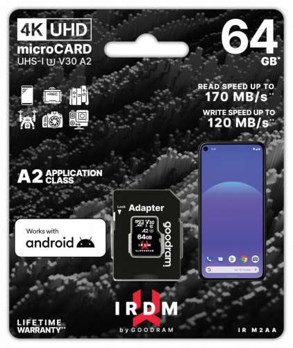 Karta pamięci microSD IRDM 64GB UHS-I U3 A2  + adapter-1113522