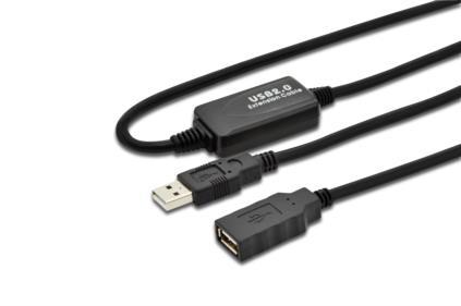 Digitus Kabel przedłużający USB 2.0 HighSpeed Typ USB A/USB A M/Ż aktywny, czarny 10m-8456