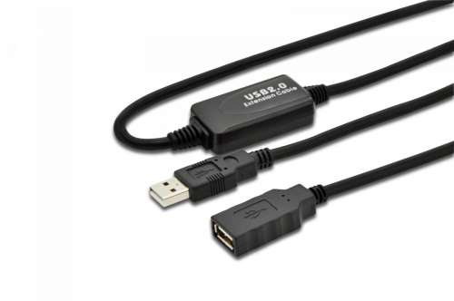 Digitus Kabel przedłużający USB 2.0 HighSpeed Typ USB A/USB A M/Ż aktywny, czarny 10m-186608