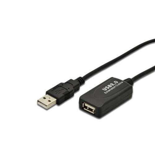 Digitus Przedłużacz/Extender USB 2.0 HighSpeed Typ USB A/USB A M/Ż aktywny, czarny 5m-192430