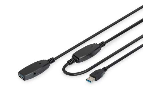 Digitus Kabel przedłużający USB 3.0 SuperSpeed Typ USB A/USB A M/Ż aktywny Czarny 10m-2217795