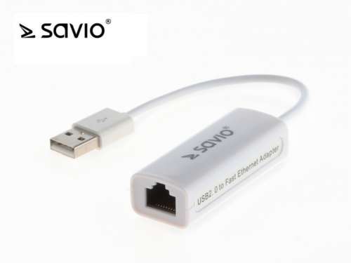 Adapter USB LAN 2.0 - Fast Ethernet (RJ45) SAVIO CL-24, blister-194046